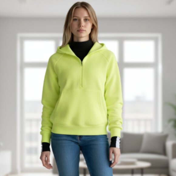 NWOT Athleta easy fleece 1/2 zip neon hoodie Medium - Picture 1 of 10